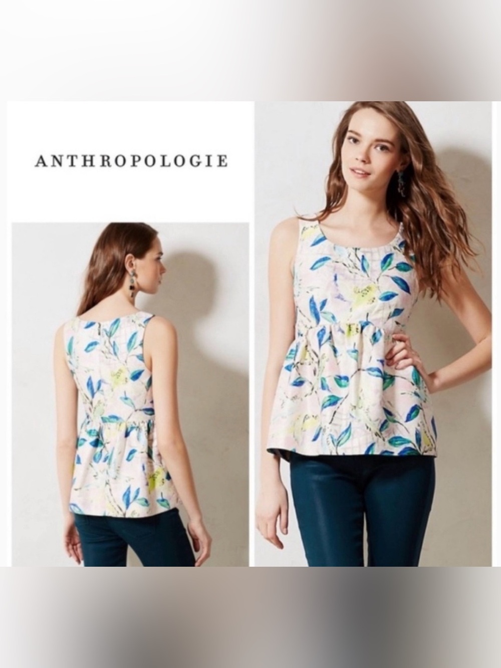 Leifsdottir Anthropologie parrot brocade peplum top sz 10
